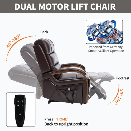Power Lift Recliner Chair Faux Leather Massage Heat - Omega Lifestyles