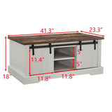 Rustic Sliding Barn Door Coffee Table With Storage - Omega Lifestyles