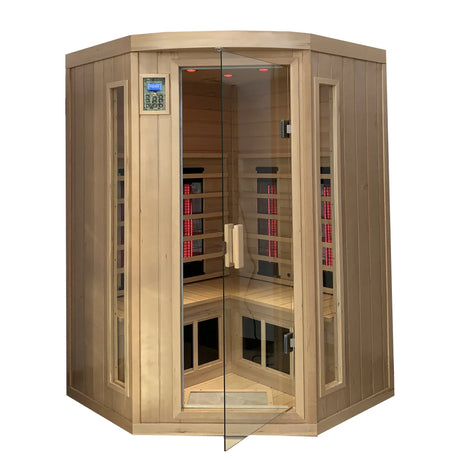 Far Infrared Solid Wood Pentagonal Indoor Sauna Room - Omega Lifestyles