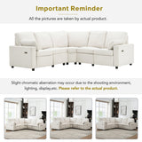 Beige Linen Fabric Power Recliner Sectional Sofa With USB Ports - Omega Lifestyles