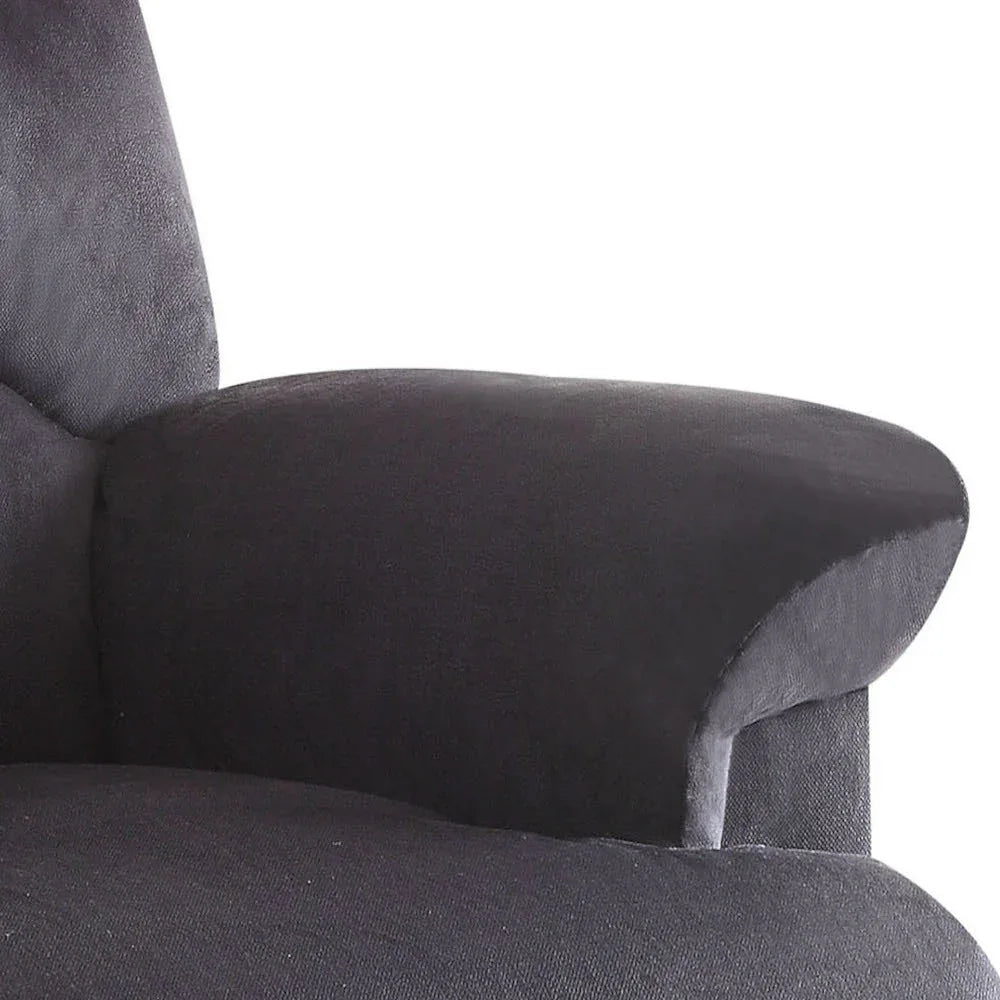 Black Fabric Motion Recliner With Plush Pillow-Top Arms - Omega Lifestyles