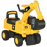 CAT Licensed Kids Ride-On Excavator Toy With Shovel And Storage