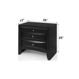 Black Synthetic Wood Elegant Storage Nightstand - Omega Lifestyles