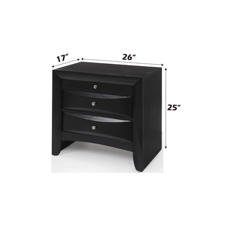 Black Synthetic Wood Elegant Storage Nightstand - Omega Lifestyles