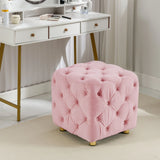 Pink Velvet Dice-Shaped Storage Ottoman With Foam Seat - Omega Lifestyles