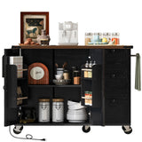 Farmhouse Kitchen Island Cart With Power Outlet - Omega Lifestyles