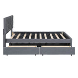 Full Upholstered Platform Bed With Trundle And Drawers - Omega Lifestyles