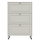 Ancient White MDF Narrow Entryway Shoe Storage Cabinet - Omega Lifestyles