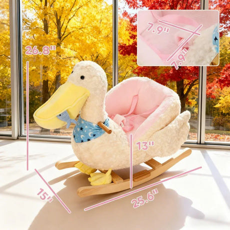 White Pelican Kids Plush Ride-On Rocking Horse - Omega Lifestyles