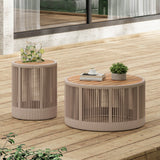 Rustic Acacia Wood Coffee Table And Side Table Set - Sleep Galleria