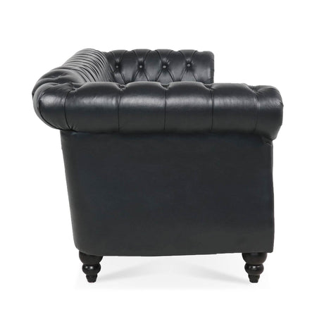 Chesterfield Three Seater Sofa With Soft PU Leather Upholstery - Omega Lifestyles