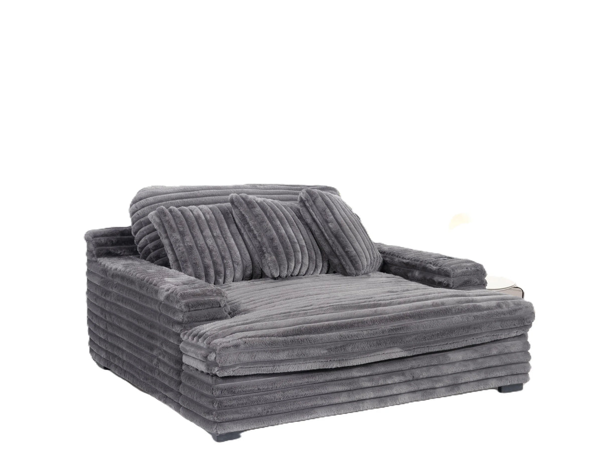 Corduroy Jumbo Chaise Armchair With Dual Cup Holders - Omega Lifestyles