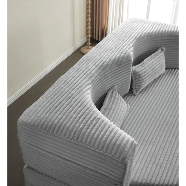Full Size Plush Corduroy Folding Sleeper Sofa Bed With Pillows - Omega Lifestyles