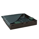 Kids Outdoor HDPE Sandbox With Cover And Seats - Omega Lifestyles