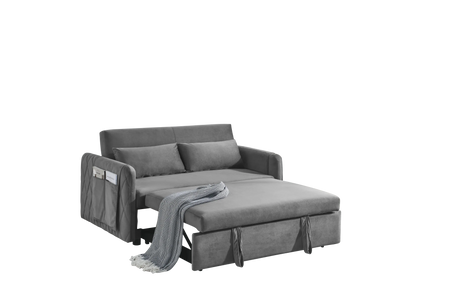 Velvet Convertible Pull-Out Sofa Bed With Pillows - Omega Lifestyles