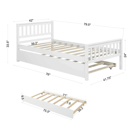 Twin Platform Bed Frame With Pull-Out Trundle - Omega Lifestyles