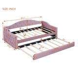 Twin Velvet Upholstered Daybed With Trundle USB Charging - Omega Lifestyles