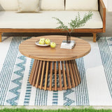 Acacia Wood Round Patio Coffee Table - Omega Lifestyles