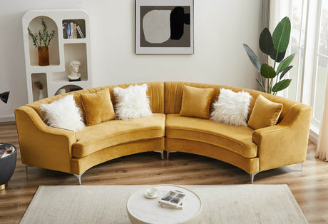 Gold Velvet Curved Modern Sofa Seating - Omega Lifestyles
