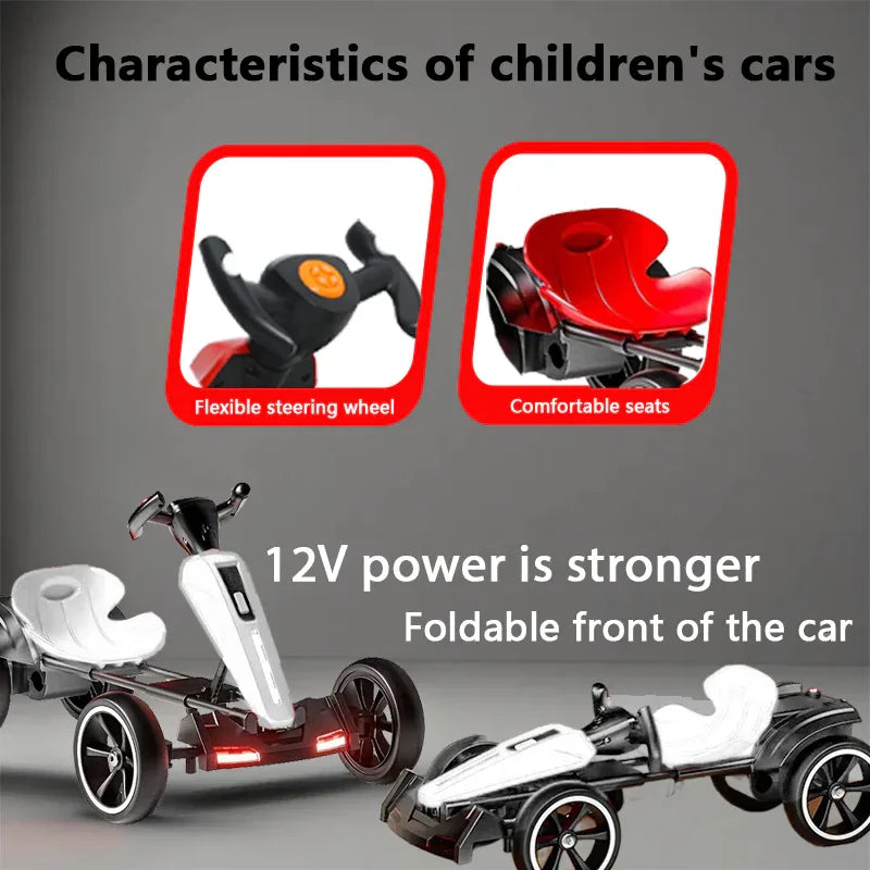 12V Foldable Kids Electric Pedal Go Kart With Adjustable Seat - Omega Lifestyles