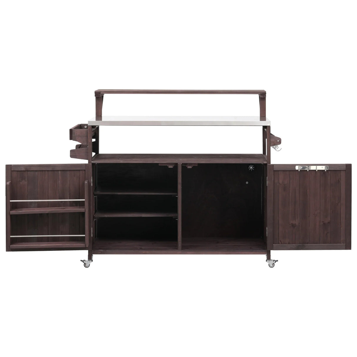 Outdoor Kitchen Island Solid Fir Wood Raised Shelf Cart - Omega Lifestyles