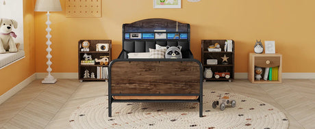 Twin Metal Platform Bed Frame With LED Light - Omega Lifestyles