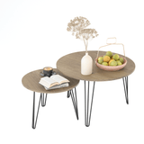 Set of 2 Rustic Brown Round Nesting Coffee Tables - Sleep Galleria