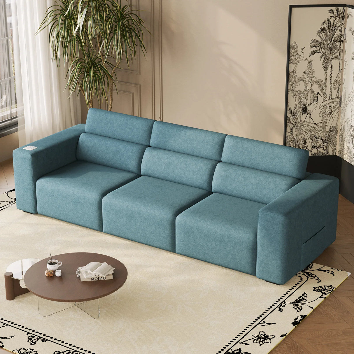 Power Recliner Sofa With Wireless Charging And Bluetooth - Omega Lifestyles