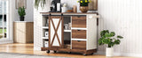Farmhouse Sliding Barn Door Kitchen Island Cart - Omega Lifestyles