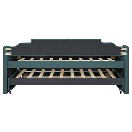 Twin Linen-Blend Upholstered Daybed With Trundle And Drawers - Omega Lifestyles