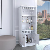 Modern White 70-Inch High Glass Door Bar Cabinet - Omega Lifestyles