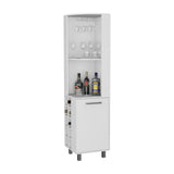 Modern White Corner Bar Cabinet With Wine Rack Storage - Omega Lifestyles
