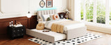 Twin Upholstered Platform Bed With LED Light Trundle - Omega Lifestyles