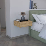 Modern Wall-Mounted Pine Floating Nightstand With Drawer - Omega Lifestyles
