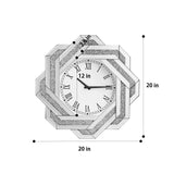 20-Inch Silver Mirrored Art Deco Wall Clock With Roman Numerals - Omega Lifestyles