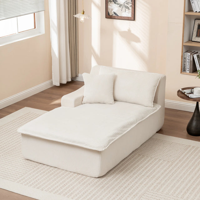 Corduroy Foam Right Armrest Chaise Lounge Chair - Omega Lifestyles