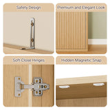 Modern Fluted Walnut Pantry Cabinet With Shelves - Omega Lifestyles