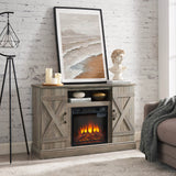 Farmhouse Gray Wash MDF Media TV Stand Fireplace - Sleep Galleria