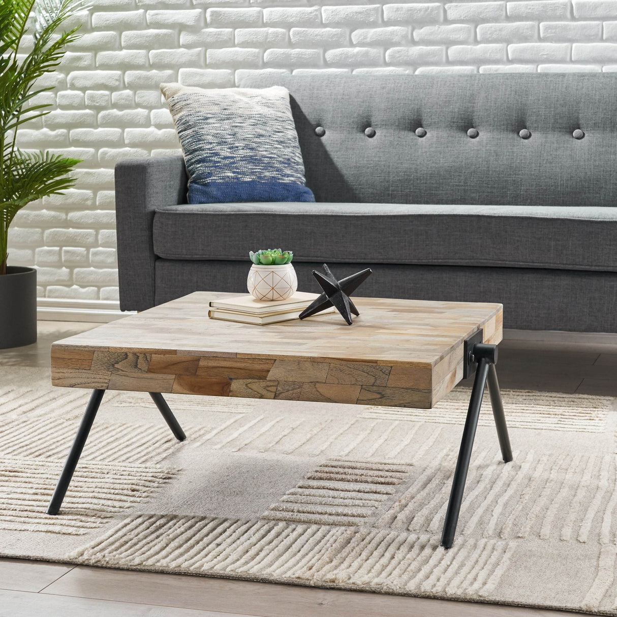 Handcrafted Mango Wood Metal Frame Coffee Table - Sleep Galleria