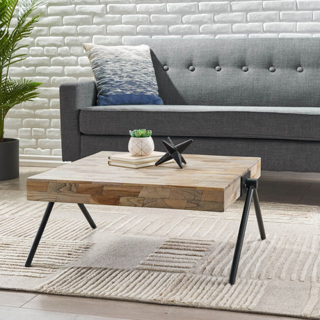 Handcrafted Mango Wood Metal Frame Coffee Table - Sleep Galleria