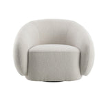 Beige Boucle Swivel Accent Chair With High-Density Foam Cushion - Omega Lifestyles
