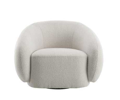 Beige Boucle Swivel Accent Chair With High-Density Foam Cushion - Omega Lifestyles