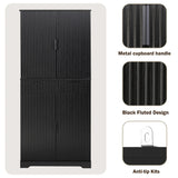 Fluted Freestanding Kitchen Pantry Cabinet With Drawers - Omega Lifestyles