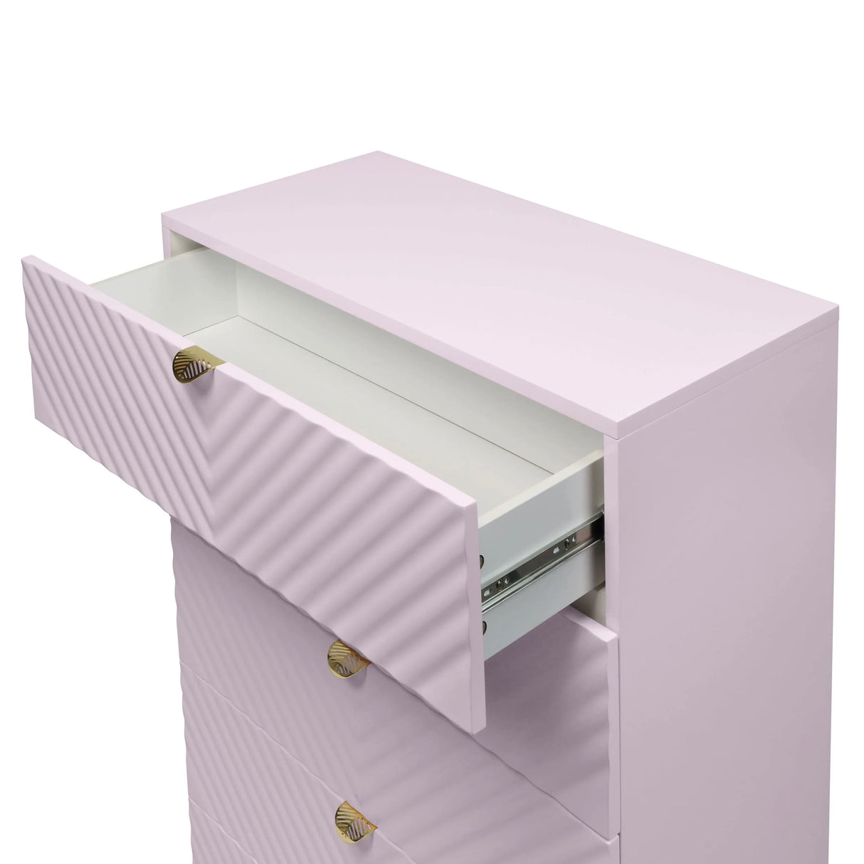 Pink High Gloss Wave Pattern 5-Drawer Chest - Omega Lifestyles