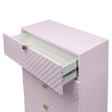 Pink High Gloss Wave Pattern 5-Drawer Chest - Omega Lifestyles