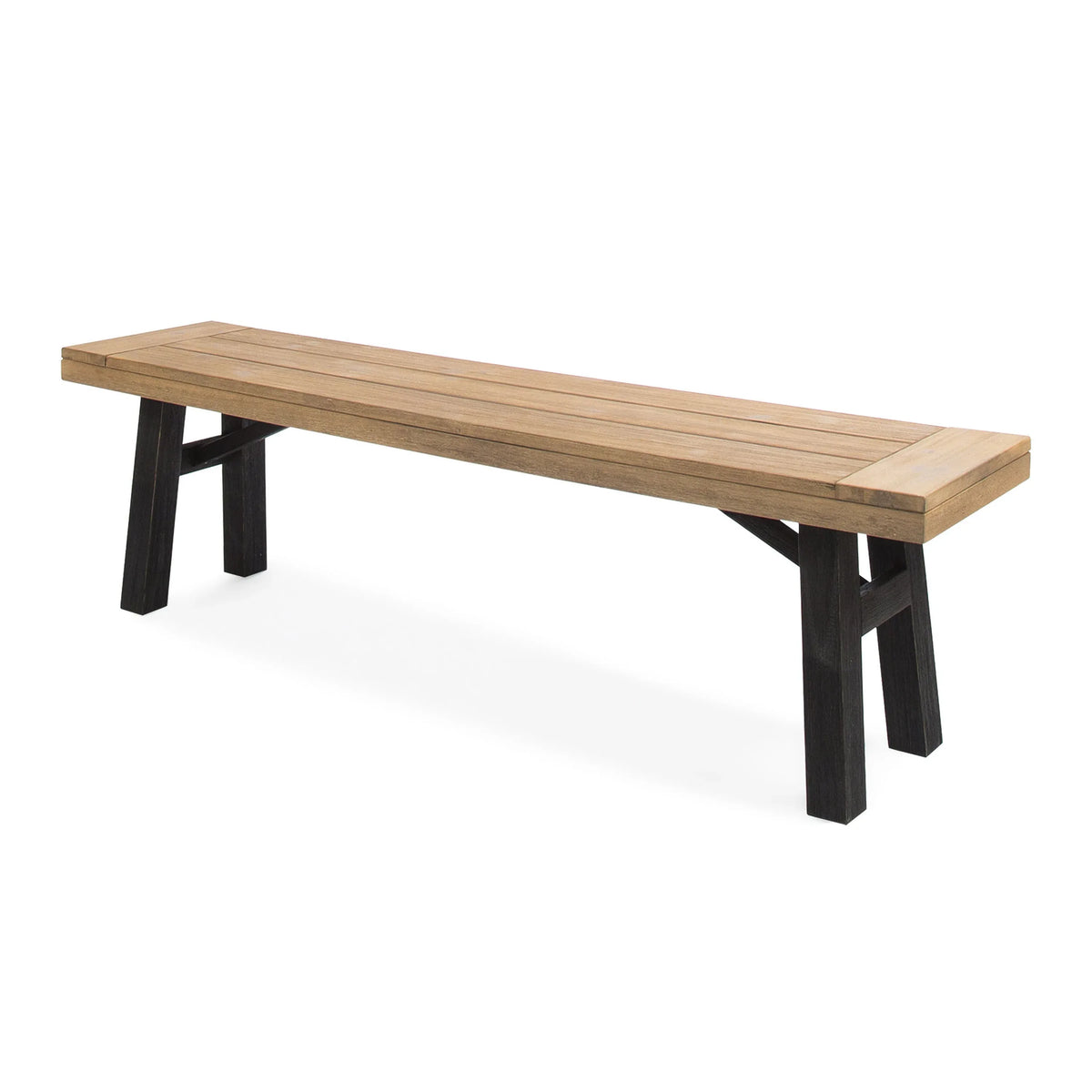 Rustic Acacia Wood Slat Panel Outdoor Bench - Omega Lifestyles