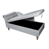 Classic Velvet Storage Chaise Lounge With Pillow - Omega Lifestyles