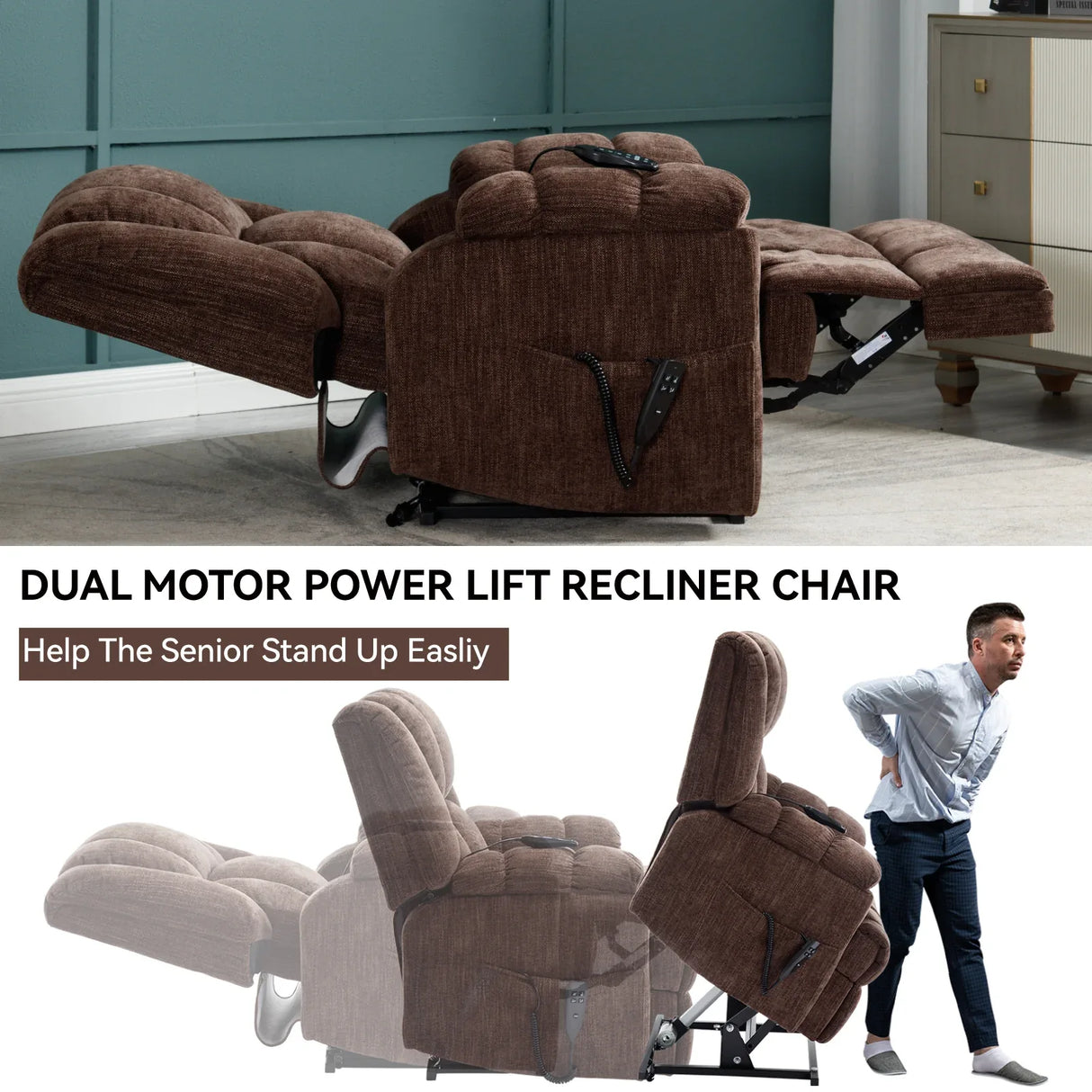 Medium-Firm Dual Motor Power Lift Massage Recliner Chair - Omega Lifestyles