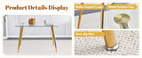 Modern Tempered Glass Dining Table And 6 Gold Chairs Set - Omega Lifestyles