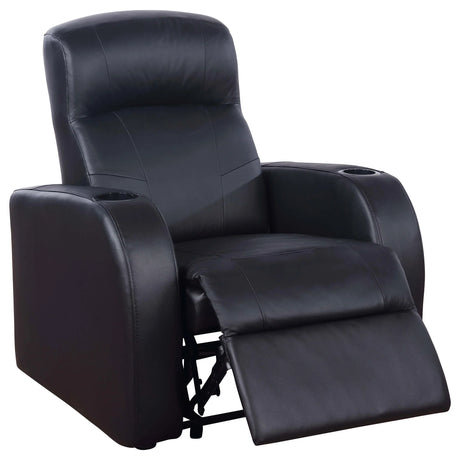 Set Of 3 Black Faux Leather Recliner Home Theater Seats - Omega Lifestyles